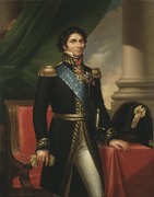 Retrato de cuerpo entero y en color de un oficial napoleónico.