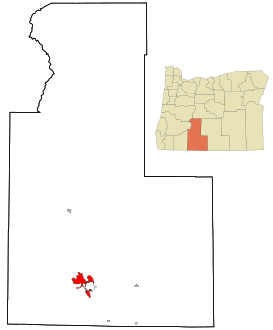 Klamath County Oregon Incorporated and Unincorporated areas Klamath Falls Highlighted.svg