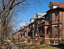 A row of houses in the Lakewood Balmoral Historic District