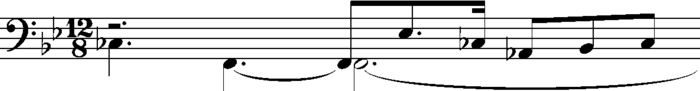 A more sinister version of the horn call motif, articulated as a half-diminished seventh arpeggio, “music of dark strength and magnificence,” occurs in “Hagen’s Watch” towards the end of Act 1 of Götterdämmerung.  Hagen, who eventually murders Siegfried, contemplates ways of using the benighted hero to further his own ends.[4]