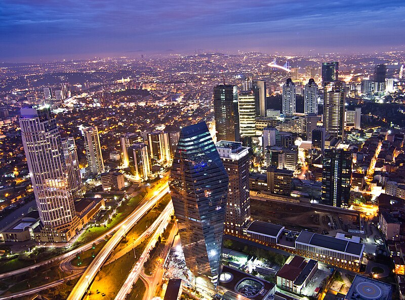 File:Levent business district in Istanbul at night.jpg