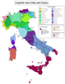 Lenguas y islas lingüísticas de Italia.