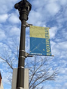 The University Avenue corridor through Frogtown is known as Little Mekong. Little Mekong banner, St. Paul, Minnesota, United States.jpg