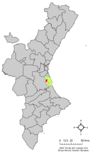 Localização do município de Albalat de la Ribera na Comunidade Valenciana