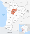 Lage des Départements Charente in der Region Nouvelle-Aquitaine
