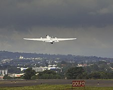 NASA Lockheed ER-2 takes off in Costa Rica to collect huricane data