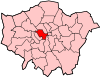 Location of the London Borough of the City of Westminster in Greater London