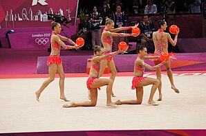 Italian Group in 5 Balls at the 2012 Summer Olympics London 2012 Rhythmic Gymnastics - Italy 03.jpg
