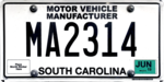 MA2314 Güney Carolina mfr plate.png