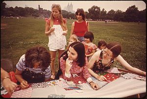 A quilting bee in Central Park, 1973