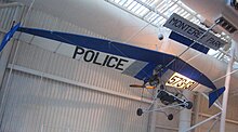 An American Aerolights Double Eagle that was flown by the Monterey Park, California Police Department, seen in the Smithsonian Air and Space Museum, Steven F. Udvar-Hazy Center.