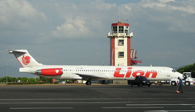 A Lion Air McDonnell Douglas MD-82 at Sultan Hasanuddin International Airport