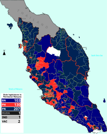 By party affiliation. Malaya state assembly constituencies 2020 by party.svg