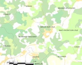 Mapa obce Sarliac-sur-l’Isle