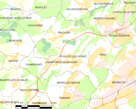 Mapa obce Pouilley-les-Vignes