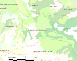 Mapa obce Bellecombe-Tarendol