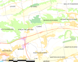 Mapa obce Clarac