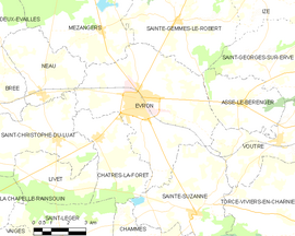 Mapa obce Évron