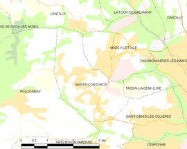 Mapa obce Sainte-Consorce