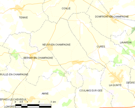 Mapa obce Neuvy-en-Champagne