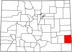 Map of Colorado highlighting Prowers County.svg