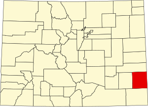 Mappa del Colorado che evidenzia la contea di Prowers