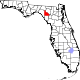 Harta statului Florida indicând comitatul Lafayette