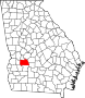 Harta statului Georgia indicând comitatul Sumter