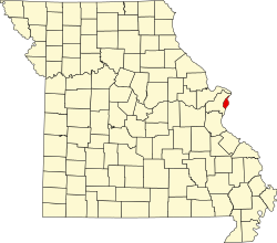 Map of Missouri highlighting Saint Louis City
