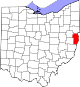 Localização do Map of Ohio highlighting Jefferson County
