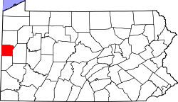 map of Pennsylvania highlighting Lawrence County