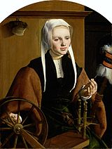 «Portrett av Anna Codde» malt av nederlenderen Marten van Heemskerck (1498-1574) i 1529 viser en kvinne som spinner garn med en hånddreven skottrokk.