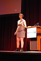 Mary Gardiner, co-founder of the Ada Initiative, speaks at the opening ceremony of Wikimania 2012
