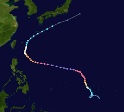 強烈颱風瑪娃的路徑圖