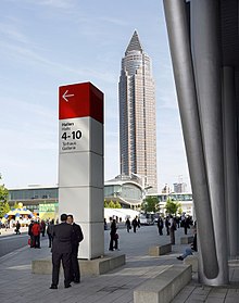 Messeturm seen from the trade fair premises