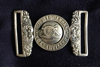 Waistbelt clasp of the 2nd Middlesex Volunteer Artillery, c1890 MiddlesexVA WBC.jpg