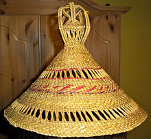 A mokorotlo is a type of straw hat widely used for traditional Sotho clothing Mokorotlo.jpg