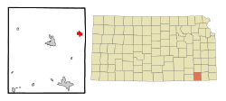 Location of Cherryvale, Kansas