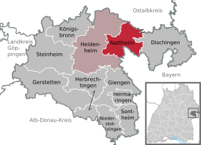 Poziția Nattheim pe harta districtului Heidenheim