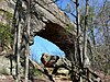 Looking up from underneath one of the many natural arches in Natural Bridge State Park