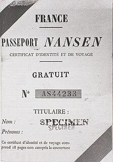 <span class="mw-page-title-main">Nansen passport</span> Travel documents for stateless persons