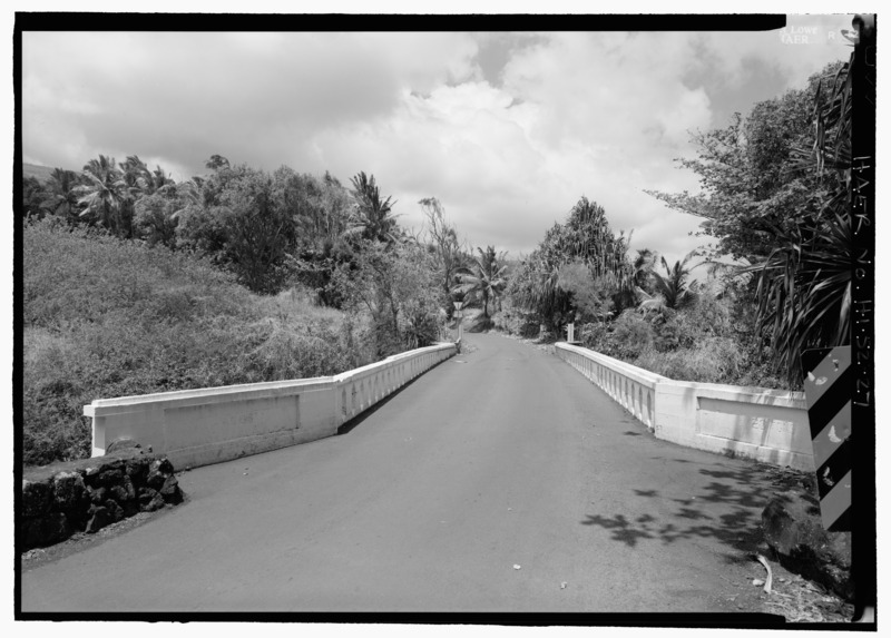 File:OHE O BRIDGE, DECK VIEW, SOUTH PORTAL, WITHOUT PEOPLE. - Haleakala National Park Roads, Pukalani, Maui County, HI HAER HI-52-27.tif