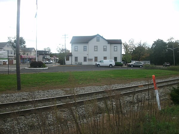 The patch of grass representing the former Oakland station, which was demolished in 1999, as viewed in October 2011