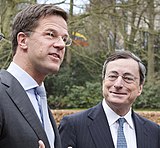 Draghi s predsednikom vlade Nizozemske Markom Ruttejem.