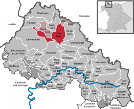 Kaart van Ostheim vor der Rhön