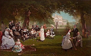 Palo Alto Spring (1879) by Thomas Hill, showing the Stanford family