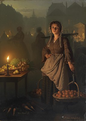 تاريخ الفن |  بتروس فان شندل "سيد الشموع" 285px-Petrus_van_Schendel_Market_by_candlelight