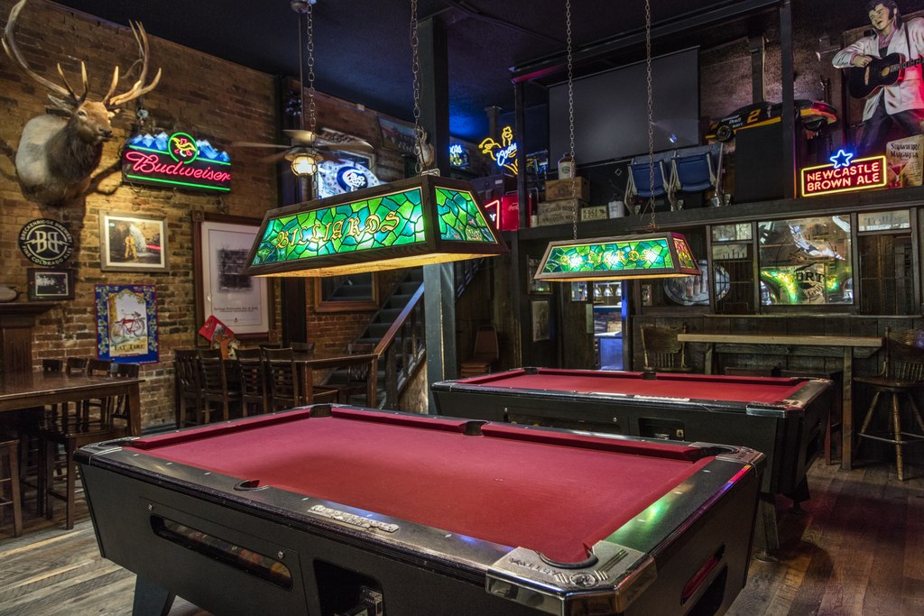 File:Pool tables and surroundings inside the Springs Downtown Bar and Grill, which turned a 1904 ...