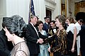 President Ronald Reagan with Carol Burnett and Carrie Hamilton in the receiving line during the State Visit of King Birendra Bir Kikram Shah Dev of Nepal in the East Room.jpg