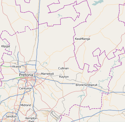 Mapa de localización de Pretoria (área metropolitana)